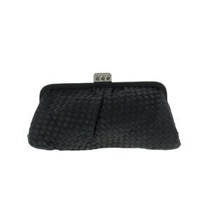 JESSICA McClintock Gunne Sax Vintage Black Clutch Purse‎ Handbag Jewel Closure